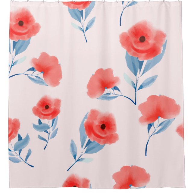 Rideaux De Douche Fleurs de pivoine rouge sans couture motif (Devant)