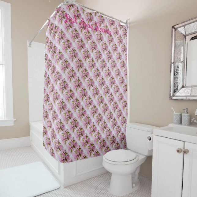 Rideaux De Douche Fleurs de pomme rose (En situation)