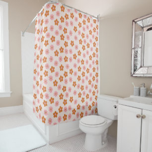 Rideaux De Douche Fleurs de pop mod rétro mûres roses et orange br