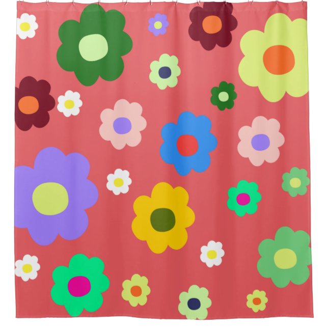 Rideaux De Douche Fleurs de printemps Y2K Motif rétro (Devant)