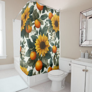 Rideaux De Douche Fleurs de soleil et oranges Conception d'automne