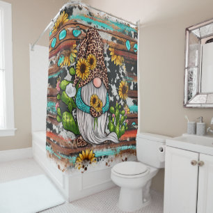 Rideaux De Douche Fleurs de soleil Gnome Occidentales Pierres Turquo