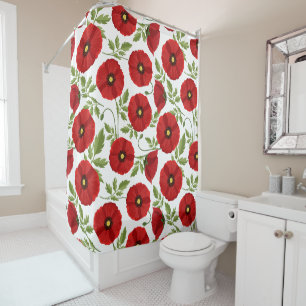 Rideaux De Douche Fleurs d'été joyeuses floraison de pavot