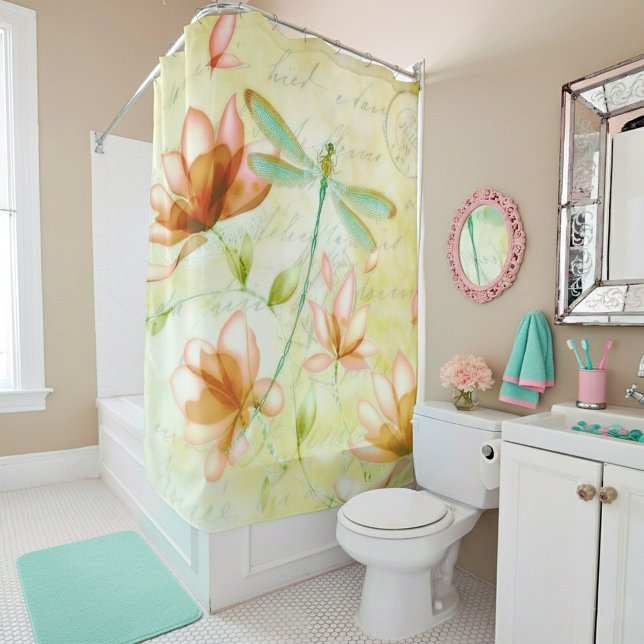 Rideaux De Douche Fleurs et libellule (Créateur téléchargé)