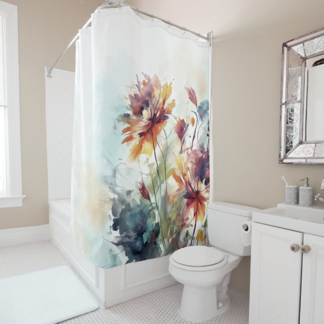 Rideaux De Douche Fleurs florales Design 310 (En situation)