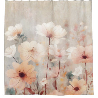 Rideaux De Douche Fleurs florales Orange Beige Peach Design 328