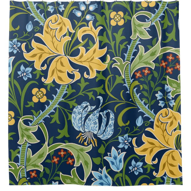 Rideaux De Douche Fleurs florales : Vert foncé Vintage (Devant)