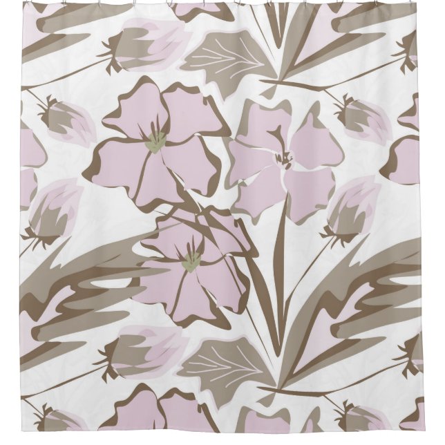 Rideaux De Douche Fleurs grises et lilas. (Devant)