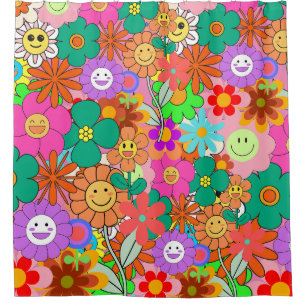 Rideaux De Douche Fleurs hippies Boho Super rétros