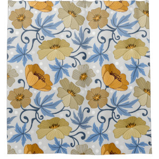 Rideaux De Douche Fleurs Jaunes : Conception Textile sans joint