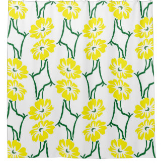 Rideaux De Douche Fleurs Jaunes : Motif sans couture illustré