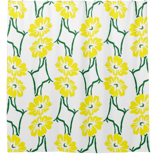 Rideaux De Douche Fleurs Jaunes : Motif sans couture illustré (Devant)