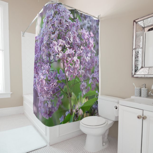 Rideaux De Douche Fleurs lilas (En situation)