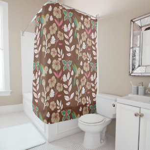 Rideaux De Douche Fleurs motifs florales sans soudure, feuilles, pap