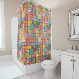 Rideaux De Douche Fleurs Motifs Patchwork Polka Dot Stripe