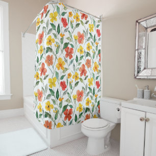 Rideaux De Douche Fleurs orange jaune