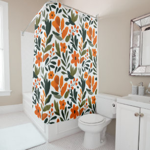 Rideaux De Douche Fleurs oranges de printemps Motif Floral Élégant
