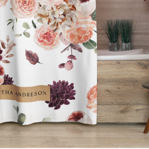 Rideaux De Douche Fleurs Pastel Modernes & Cadeau Personnalisé Kraft