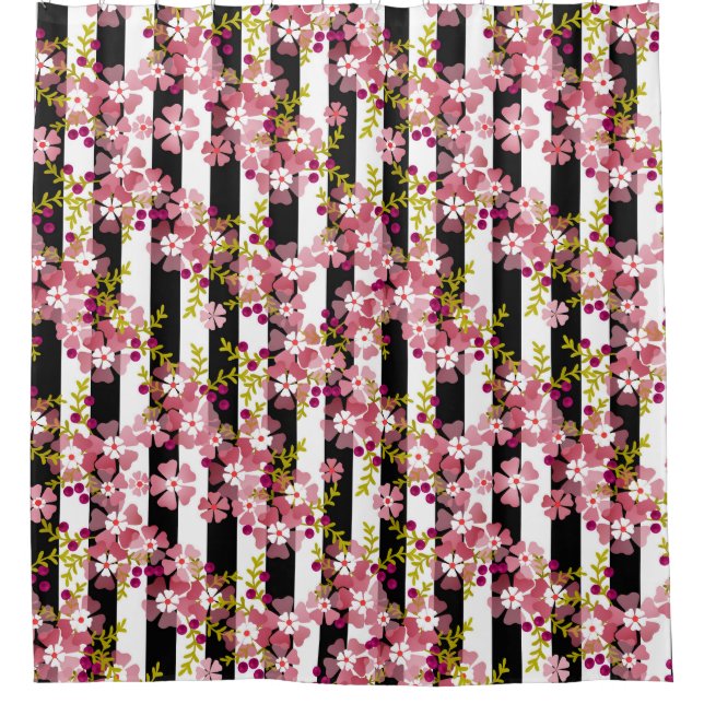Rideaux De Douche Fleurs roses (Devant)