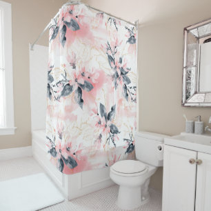 Rideaux De Douche Fleurs roses de cornouiller peintes par aquarelle