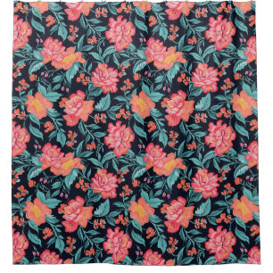 Rideaux De Douche Fleurs roses et coraux