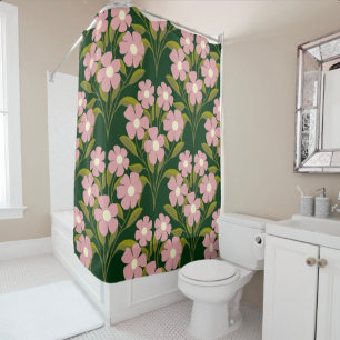 Rideaux De Douche Fleurs roses Sage Vert Feuille motif