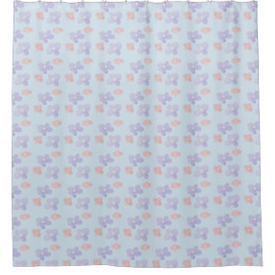 Rideaux De Douche Fleurs roses sur bleu pastel