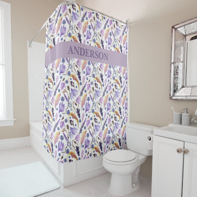 Rideaux De Douche Fleurs sauvages Boho personnalisés (En situation)