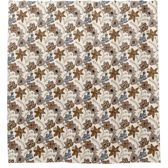 Rideaux De Douche Fleurs sauvages Safari - Floral Poster de animal m (Devant)