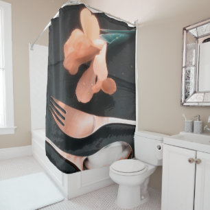 Rideaux De Douche Fleurs sur ardoise, version 4