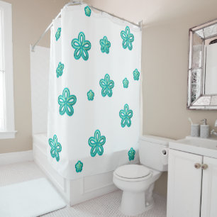 Rideaux De Douche fleurs turquoise