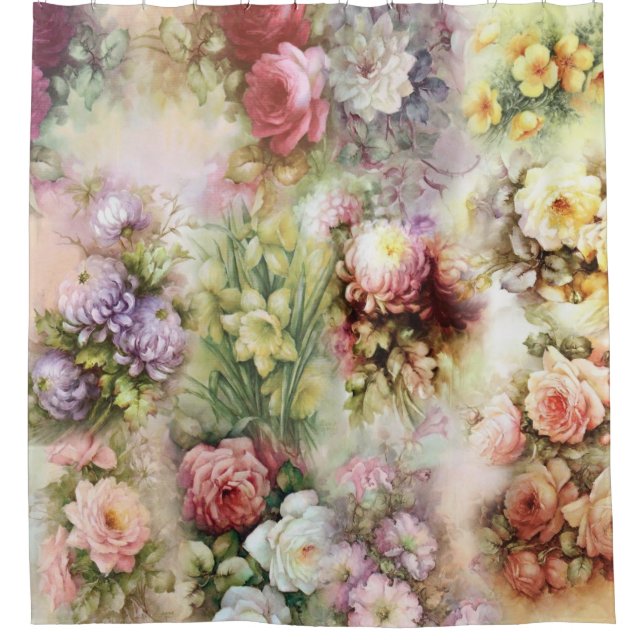 Rideaux De Douche Fleurs vintages (Devant)