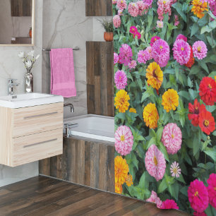 Rideaux De Douche Fleurs Zinnia colorées Florales