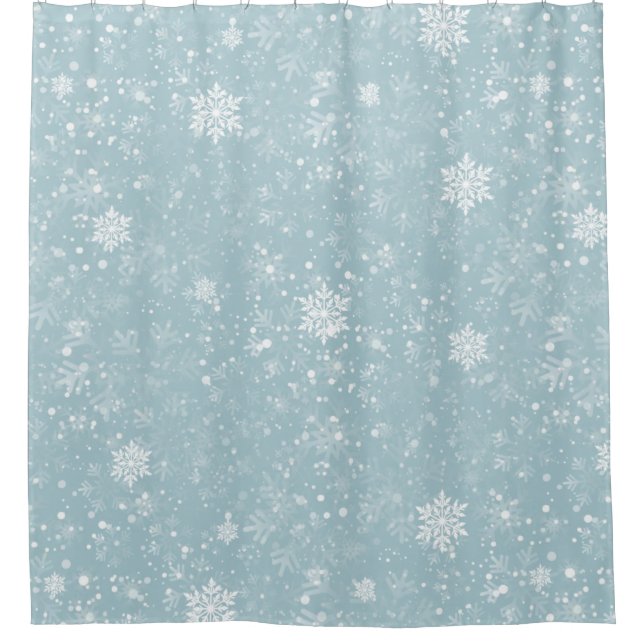 Rideaux De Douche flocon bleu de Noël (Devant)