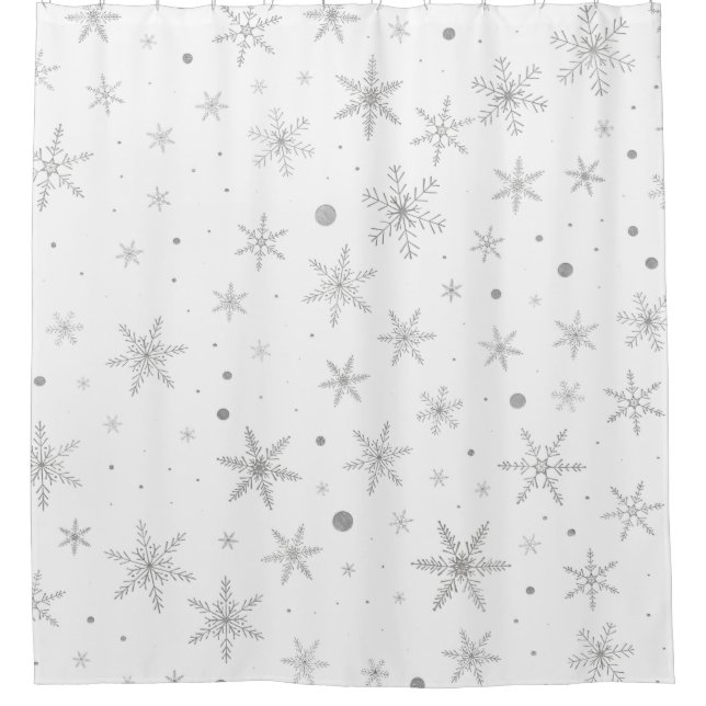 Rideaux De Douche Flocon de neige au crépuscule - Gris et blanc arge (Devant)