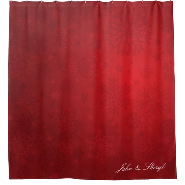 Rideaux De Douche Flocon de neige de Noël rouge et étoile personnali (Devant)