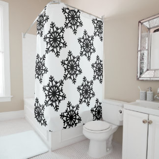 Rideaux De Douche Flocons de neige noirs