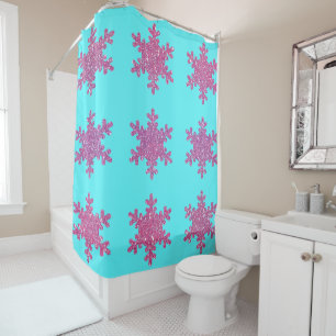Rideaux De Douche Flocons de neige scintillants Rose Violet Turquois