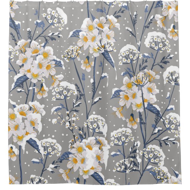 Rideaux De Douche Floraison hivernale : Délicat motif floral (Devant)