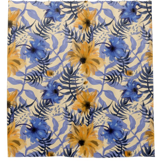 Rideaux De Douche Floral Abstrait : Aquarelle Motif moderne (Devant)