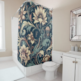 Rideaux De Douche Floral bleu marine