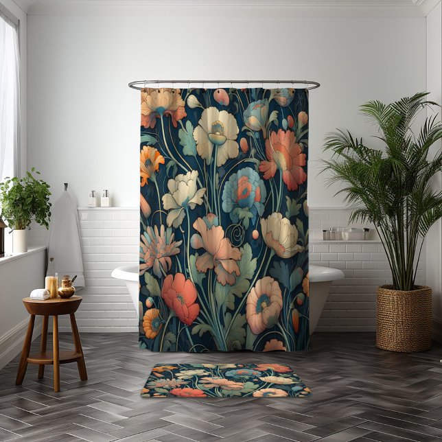 Rideaux De Douche Floral bleu marine (Créateur téléchargé)