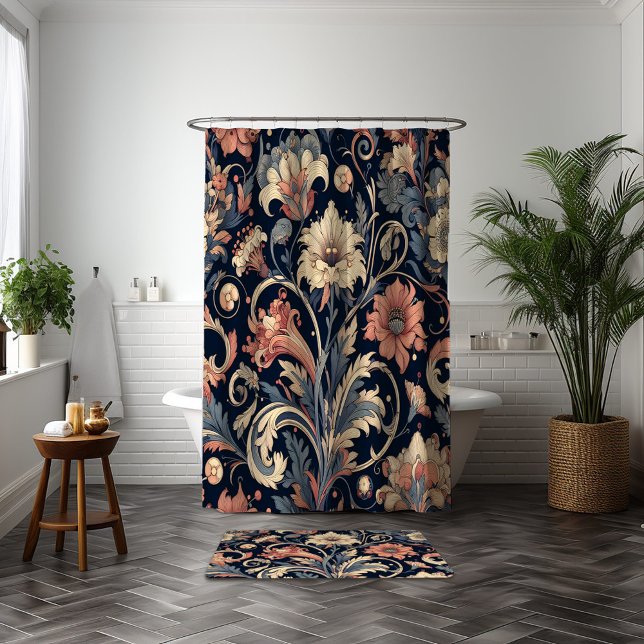 Rideaux De Douche Floral bleu marine (Créateur téléchargé)