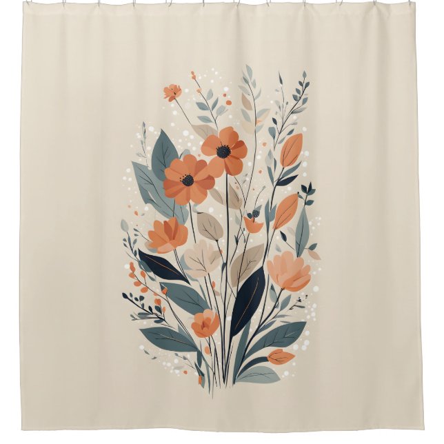 Rideaux De Douche Floral Boho Abstrait (Devant)