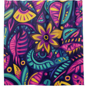 Rideaux De Douche Floral Boho Abstrait coloré 17
