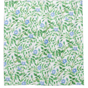 Rideaux De Douche Floral chic décoratif blanc vert de bigorneau
