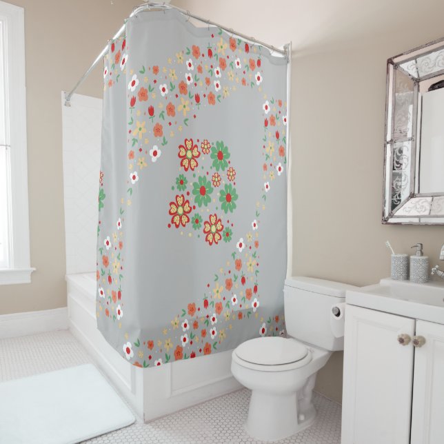 Rideaux De Douche Floral contemporain moderne (En situation)