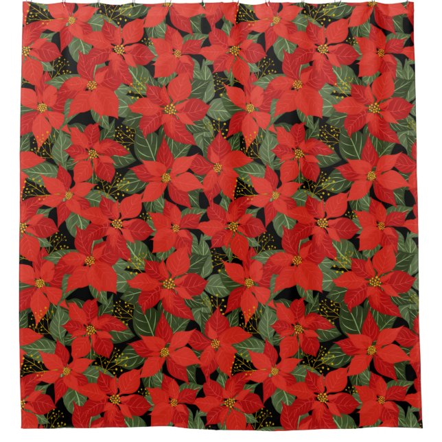 Rideaux De Douche Floral de Noël de Poinsettia (Devant)