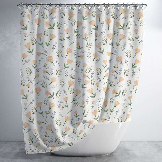 Rideaux De Douche Floral jaune scandinave (Créateur téléchargé)