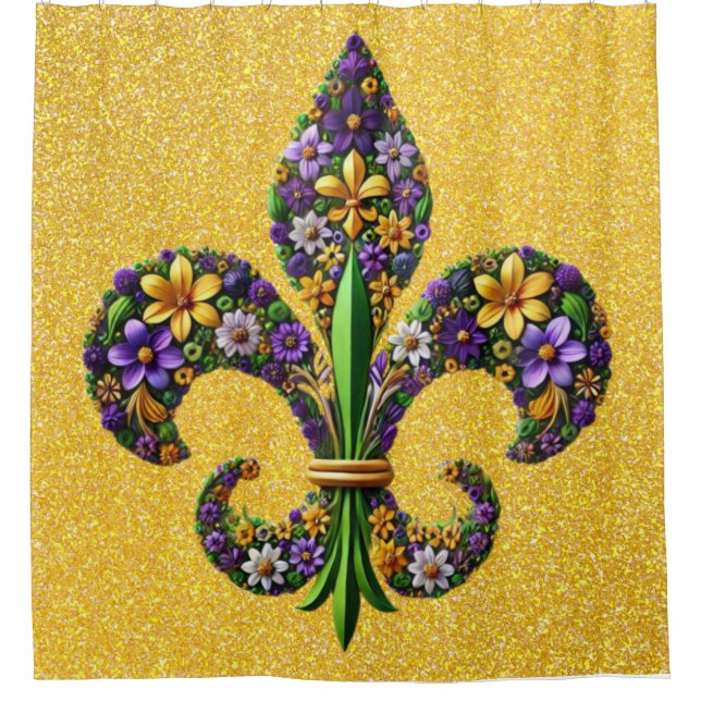 Rideaux De Douche Floral Mardi Gras fleur de lis (Devant)